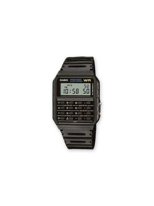 Casio Digital Watch with Black Leather Strap