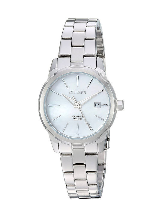 Citizen Γυναικείο Ρολόι 28mm Μπαταρίας με Ασημί Μεταλλικό Μπρασελέ