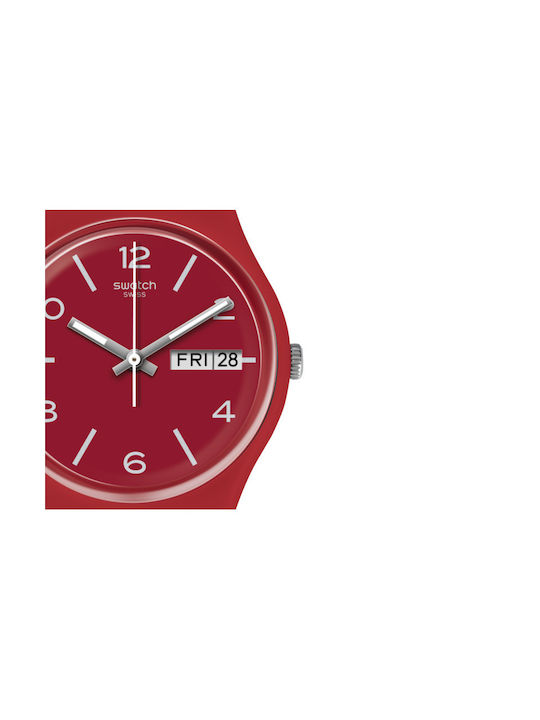 Swatch Lazered Women's Watch with Red Rubber Strap