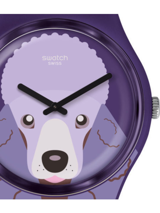 Swatch Poodle Women's Watch with Purple Rubber Strap