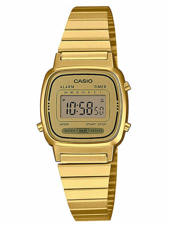 Casio Vintage Digital Women's Watch with Gold Metal Bracelet