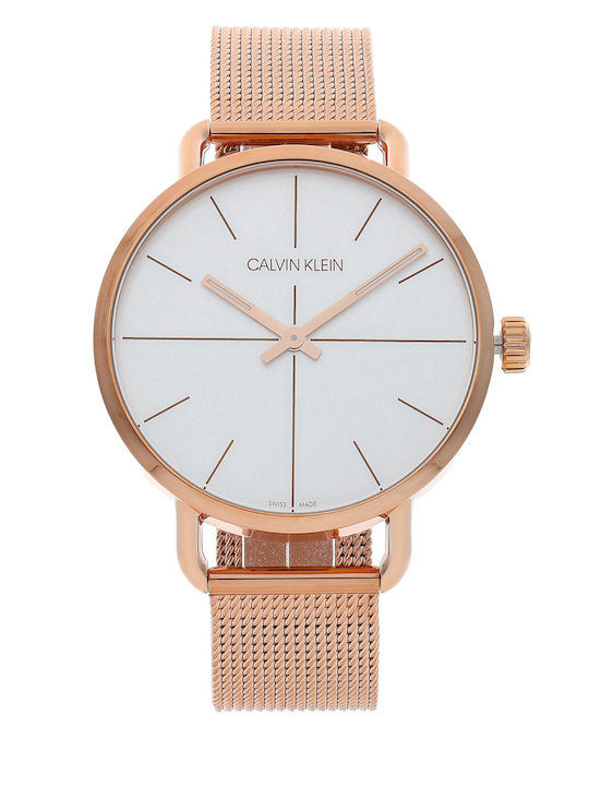 Calvin Klein Even Γυναικείο Ρολόι 38mm Μπαταρίας με Ροζ Χρυσό Μεταλλικό Μπρασελέ