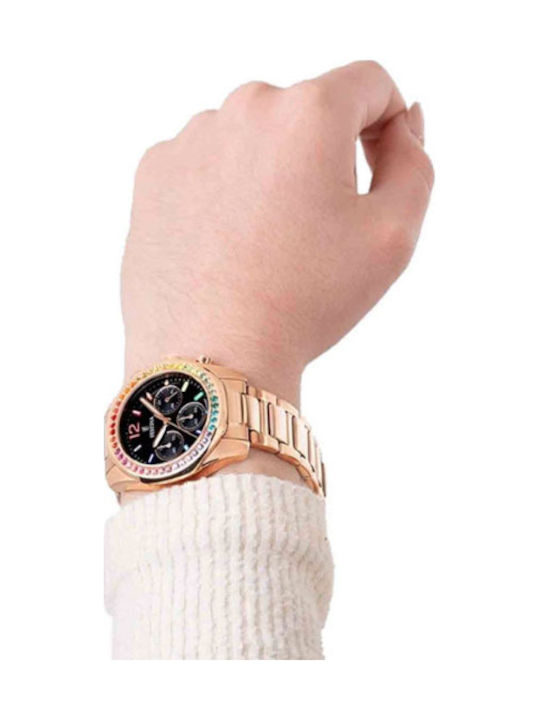 Festina Γυναικείο Ρολόι 38mm Χρονογράφος Μπαταρίας με Ροζ Χρυσό Μεταλλικό Μπρασελέ