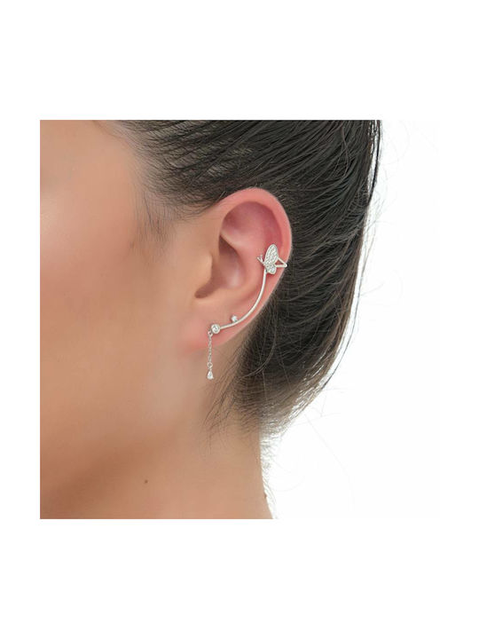 Oxzen Γυναικεία Σκουλαρίκια Ear Climbers από Ασήμι Με Πέτρες