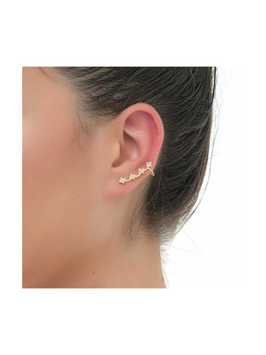 Oxzen Cercei Ear Climbers din Argintiu Placat cu aur cu Pietre