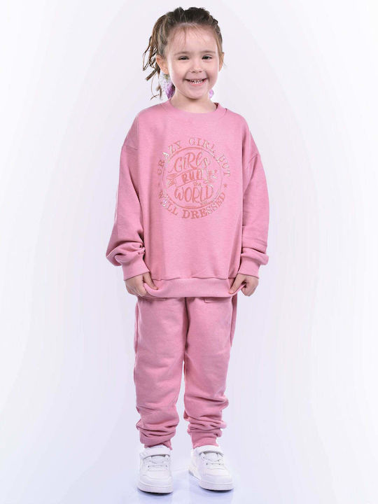 Nek Kids Wear Kids Sweatpants Set Pink 2pcs