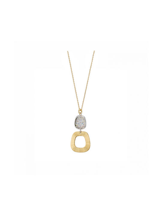 Oxette Gala Necklace Double from Gold Plated Silver with Zircon