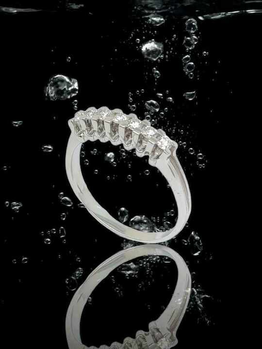 Mentzos Damen Ring Halbring mit Diamant aus Weißgold 18K