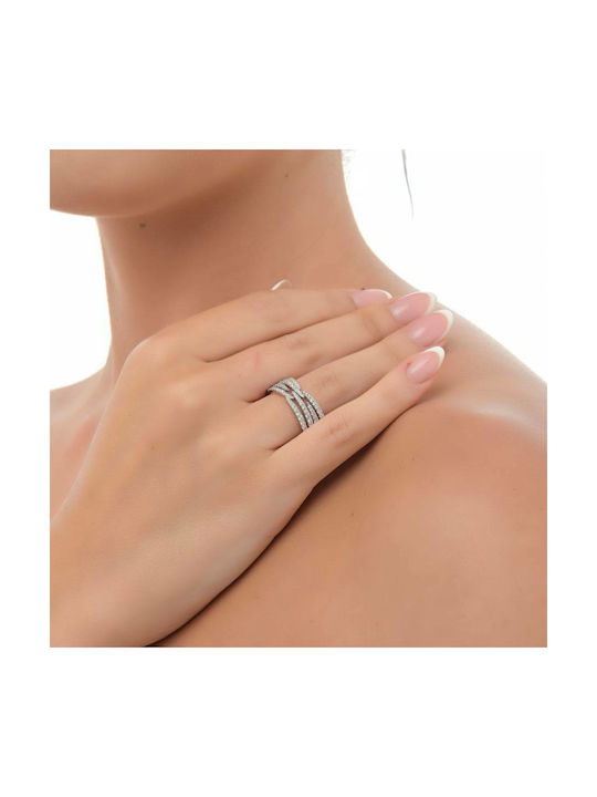 Oxzen Damen Ring mit Zirkonia aus Silber