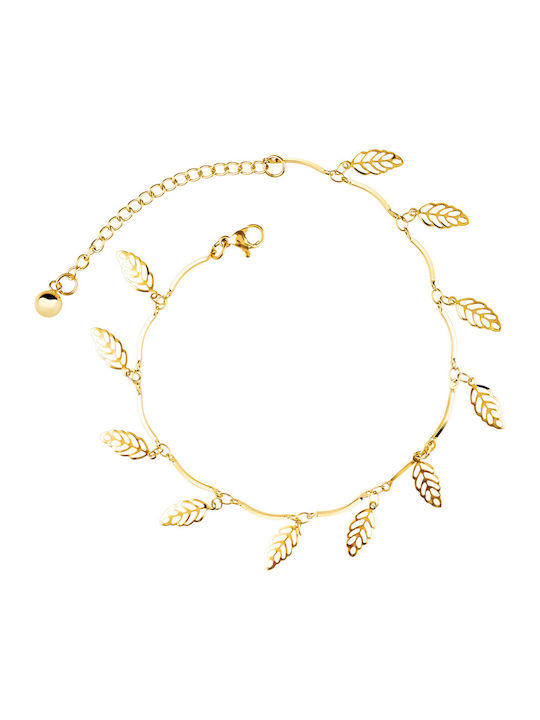 Medisei Women's Gold Plated Steel Anklet Chain Bracelet Dalee Leaves
