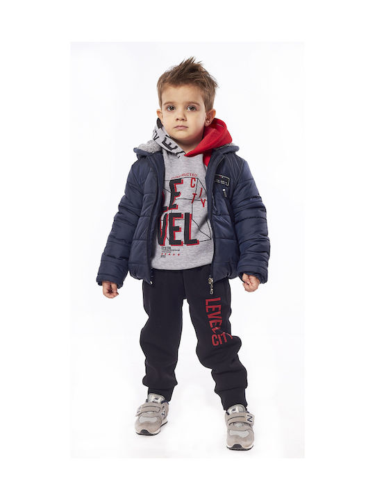 Hashtag Kids Quilted Jacket short Hooded Navy Blue