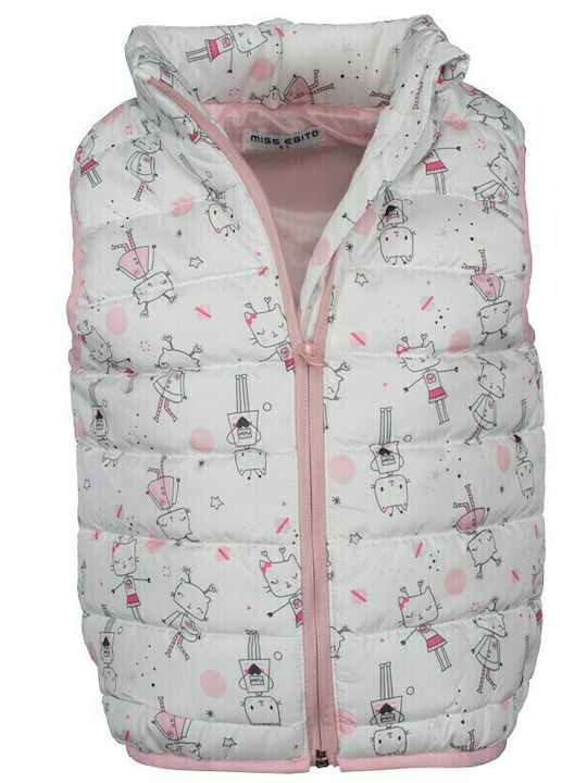 Kinder Steppjacke Ärmellos Kurz Weiß