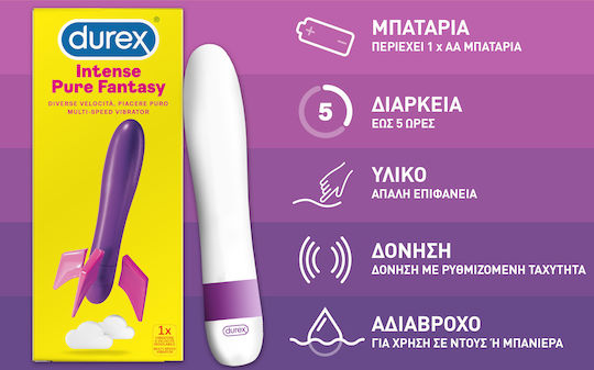 Durex Intense Pure Fantasy Κλασικός Δονητής 16.5cm White