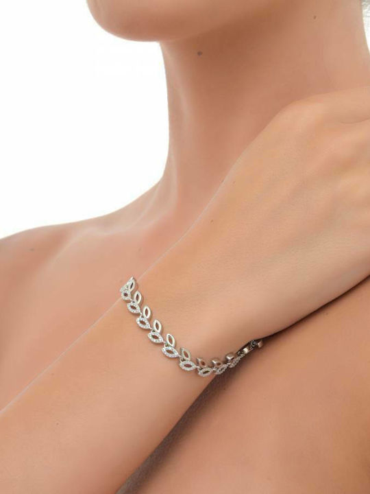 Oxzen Damen Armband Kette aus Silber mit Zirkon