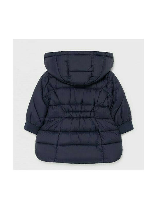 Mayoral Kids Quilted Jacket Long Hooded Blue