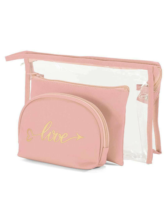 Benzi Set Toiletry Bag Pink with Transparency 25cm