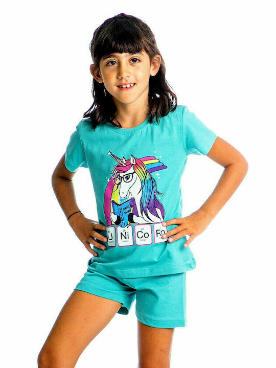 Dreams by Joyce Set Top & Bottom Kids Summer Cotton Pyjamas Turquoise