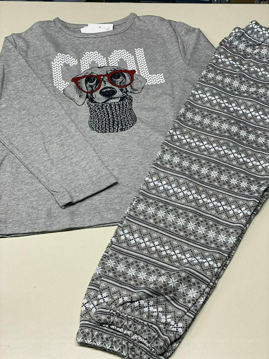 Vamp Set Top & Bottom Kids Winter Pyjamas Gray