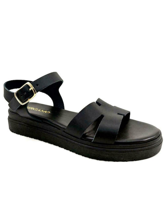 LEATHER SANDALS BLACK - Black