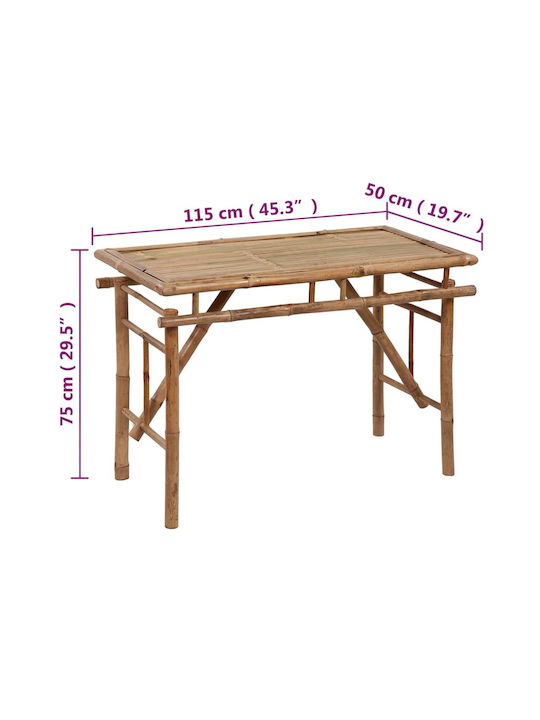 Маса от Бамбук Сгъваема 115x50x75бр