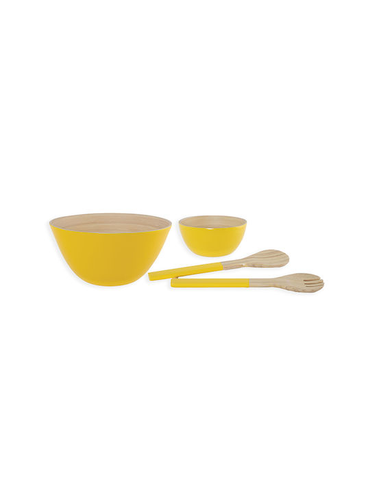 Nef-Nef Homeware Casta Serving Bowl Round made of Bamboo Yellow with Diameter 14cm