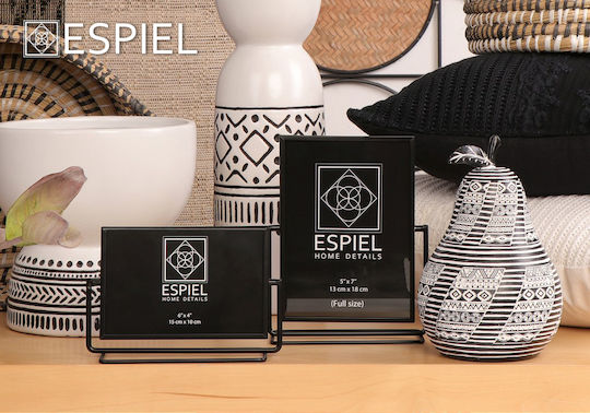 Espiel Decorative Pear made of Polyresin Black/ White 14x14x20.5cm 1pcs