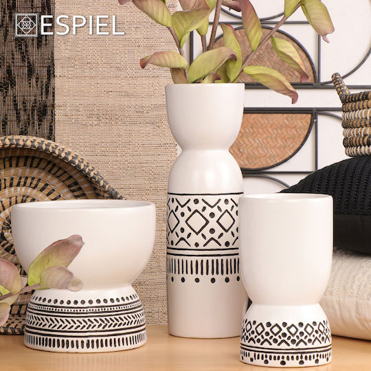 Espiel Tribal Διακοσμητικό Μπωλ Κεραμικό Λευκό 20.5x20.5x20cm