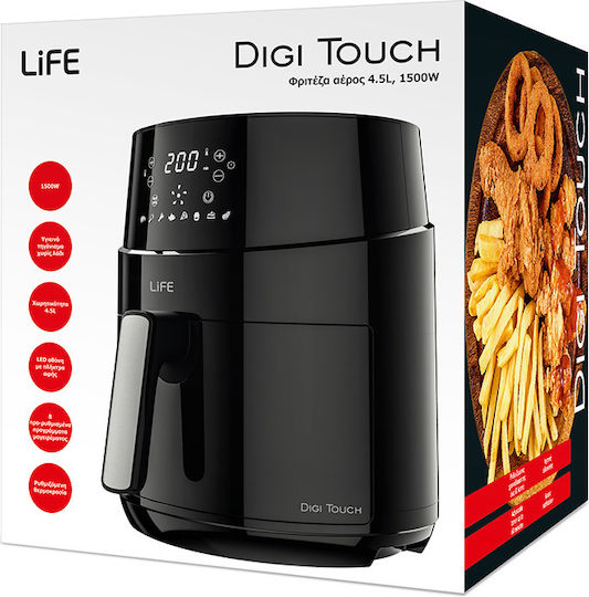 Life Digi Touch Air Fryer 4.5lt Μαύρο