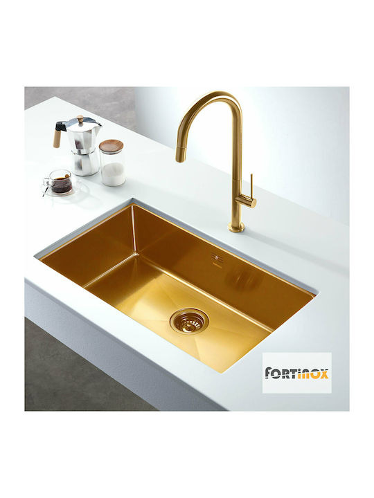 Fortinox Squadro 28075-211 Undermount Sink Inox Brushed W74xD44cm Gold Brushed PVD