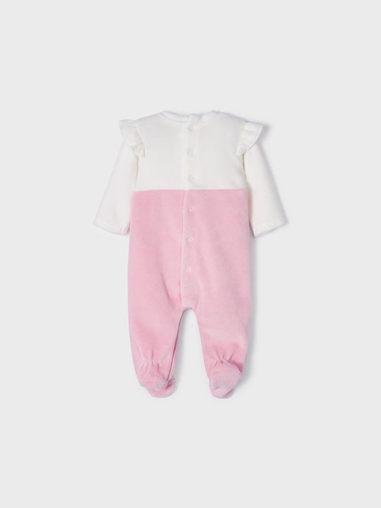 Mayoral Baby Bodysuit Set Long-Sleeved Velvet Pink