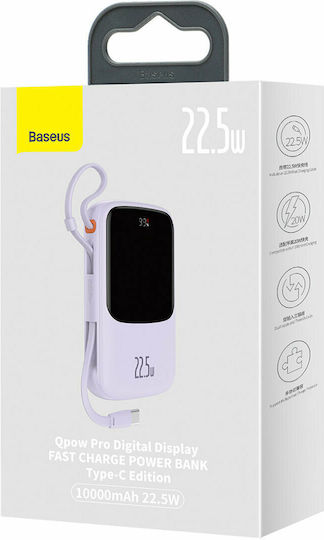 Baseus QPOW Pro Power Bank 10000mAh 22.5W με Θύρα USB-A και Θύρα USB-C Power Delivery / Quick Charge 3.0 Μωβ