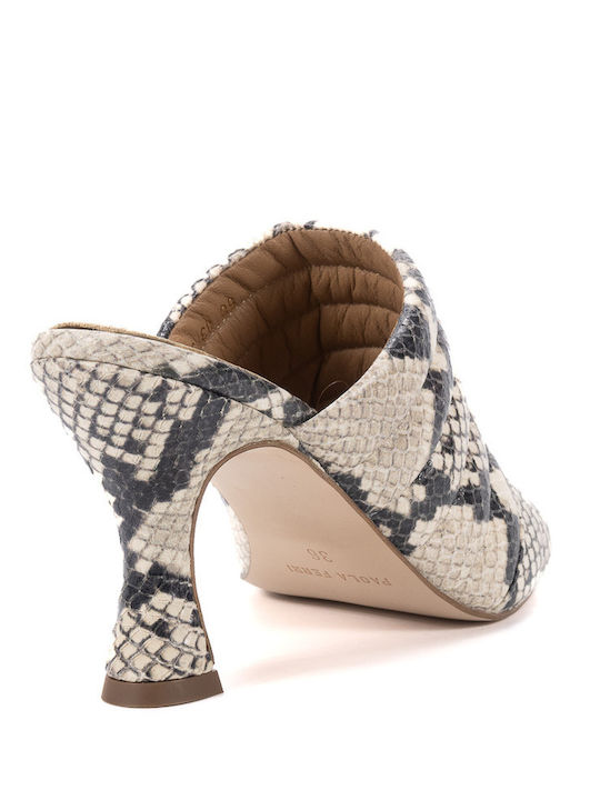 Wing Leder Mules mit Dünn Hoch Absatz Snake