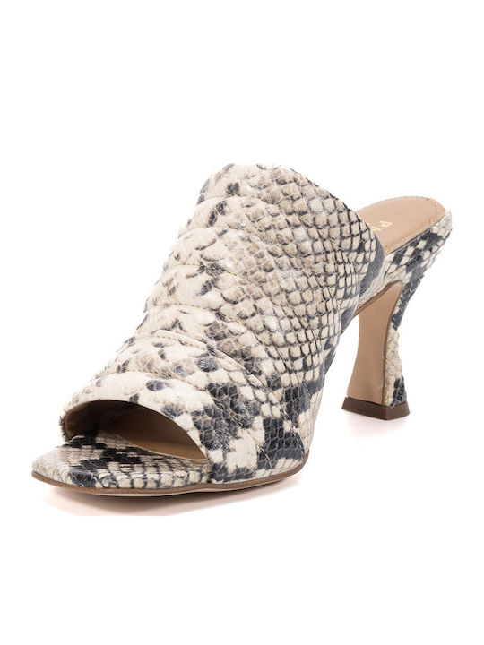 Wing Leder Mules mit Dünn Hoch Absatz Snake