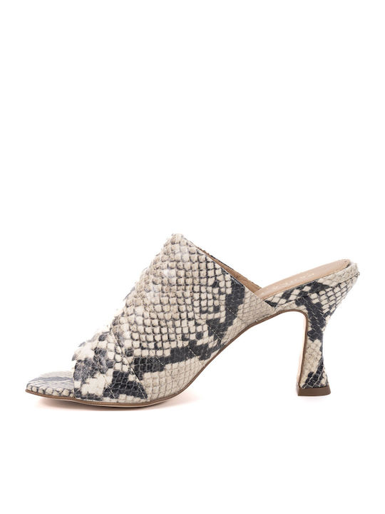 Wing Leder Mules mit Dünn Hoch Absatz Snake