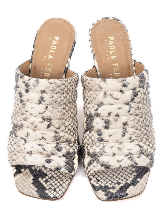 Wing Leder Mules mit Dünn Hoch Absatz Snake