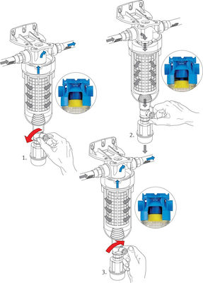 Atlas Filtri Hydra Trio RAH Dispozitiv de filtrare a apei Aprovizionare centrală Triplu 3/4'' cu filtru de înlocuire