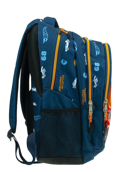 Gim Hot Wheels School Bag Backpack Elementary, Elementary Multicolour with Water Bottle Holder 27Liters