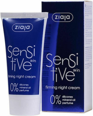 Ziaja Feuchtigkeitsspendend & Straffend Creme Gesicht Nacht für Empfindliche Haut mit Hyaluronsäure 50ml