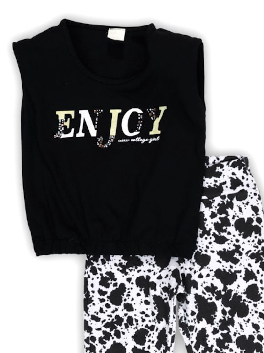 New College Kids Set with Leggings Summer 2pcs Black