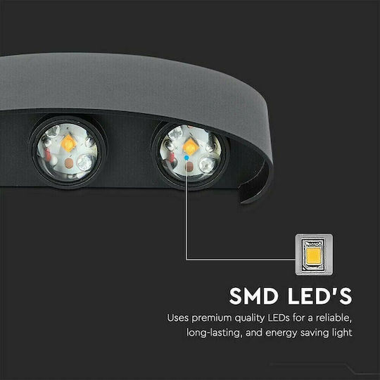 V-TAC Wall-Mounted Outdoor Ceiling Light LED IP65 7W with Warm White Light Double Beam 22x4.8x9εκ.