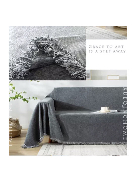 My Home Luxury Three-Seater Sofa Throw Jacquard 180x280cm Gray