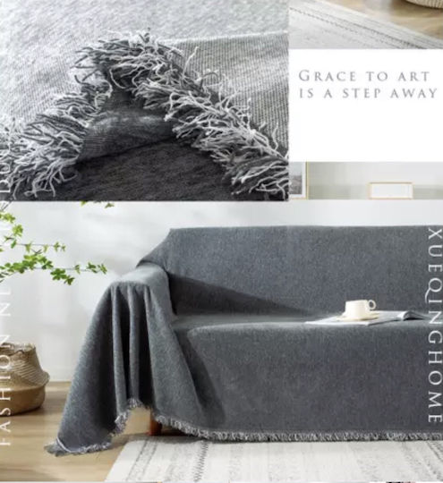 My Home Luxury Decken & Couchdecken Dreisitzer-Sofa Wurf 180x280cm Grau