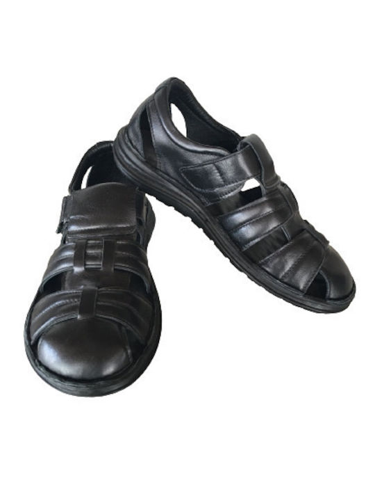 Sandale anatomice negre pentru bărbați Safe Step cu velcro