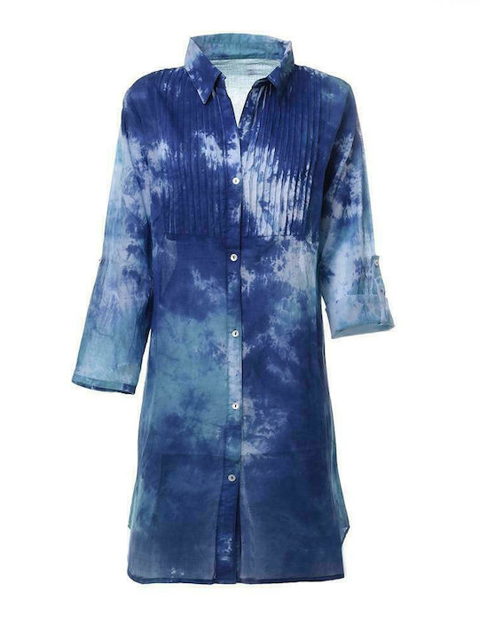 Ble Resort Collection Damen Kaftan Strand Blau