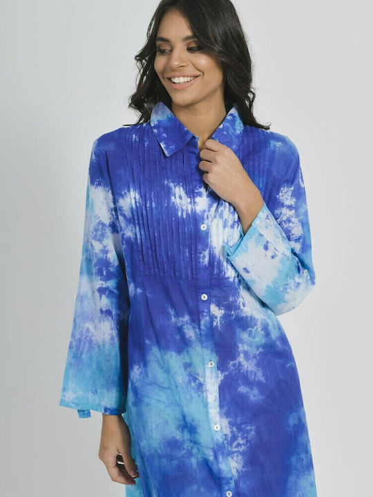 Ble Resort Collection Damen Kaftan Strand Blau