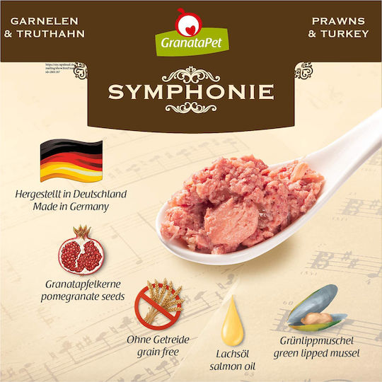 Granata Pet Foods Symphonie No.2 Wet Food for Cats in Cans with Turkey and Shrimps Grain-Free 200gr