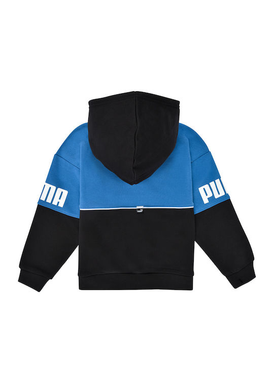 Athletic Kids Sweatshirt Cardigan Cotton with Hood Blue Power