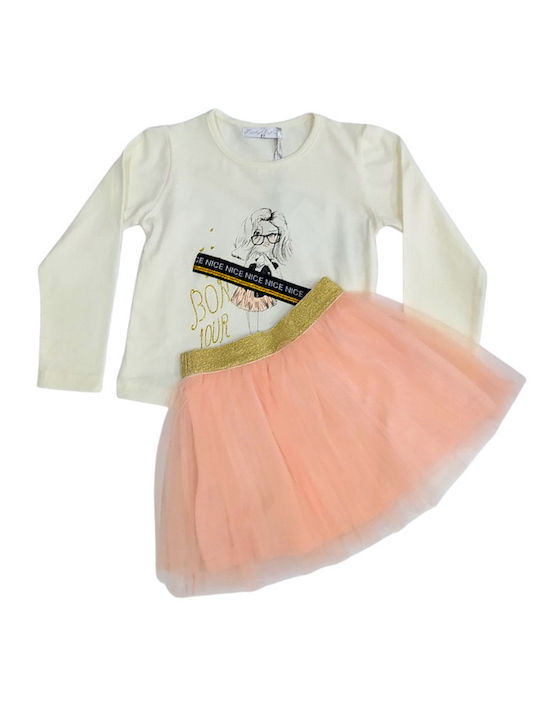 Funky Kids Set with Skirt Winter 2pcs White