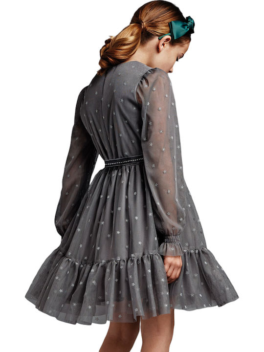 Kinderkleid Langärmelig Tüll Gray