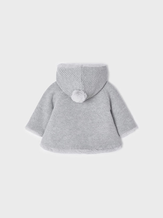 Mayoral Girls Knitted Hooded Cardigan with Buttons Gray